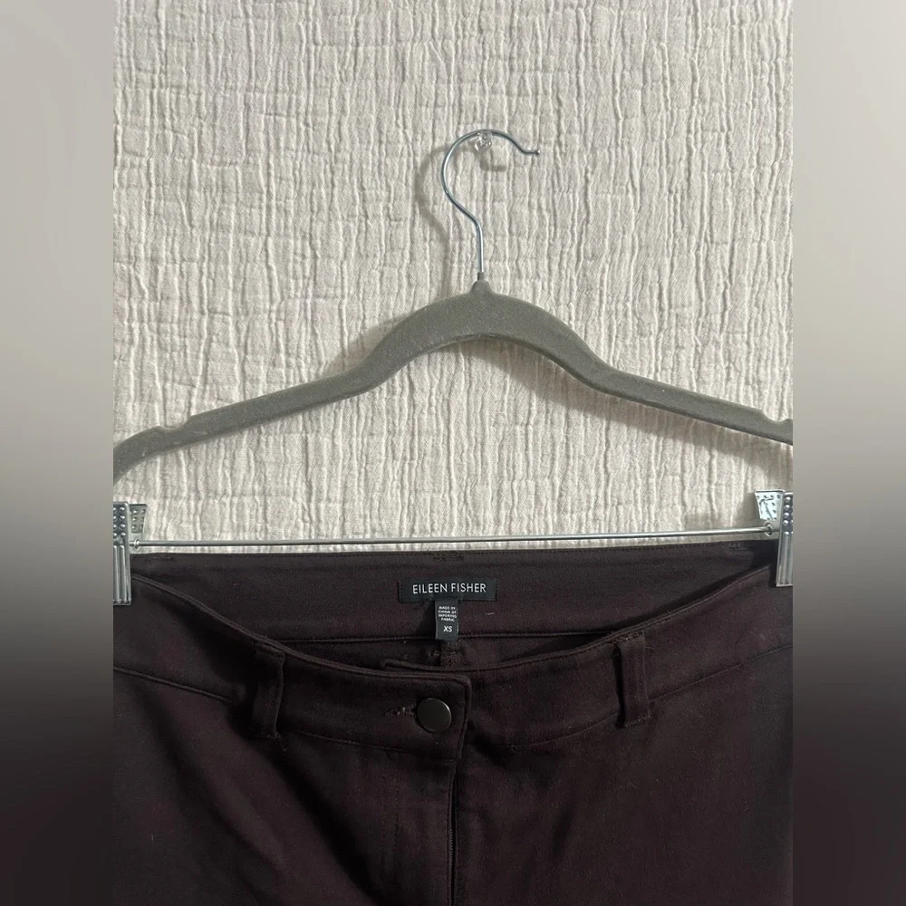 Eileen Fisher Cotton Blend Ponte High-Waisted Slim Pants color Espresso Sz Xs